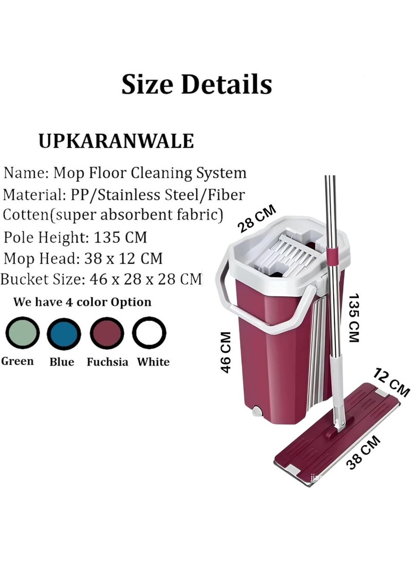 UPKARANWALE 360° Rotating Flat Floor Mop & Bucket Set with 3 Reusable Cleaning Pads – Dry & Wet Floor Cleaner for Hardwood, Tiles & Laminate – Easy Spin Wring System & Ergonomic Handle for Home Cleaning - Image 2